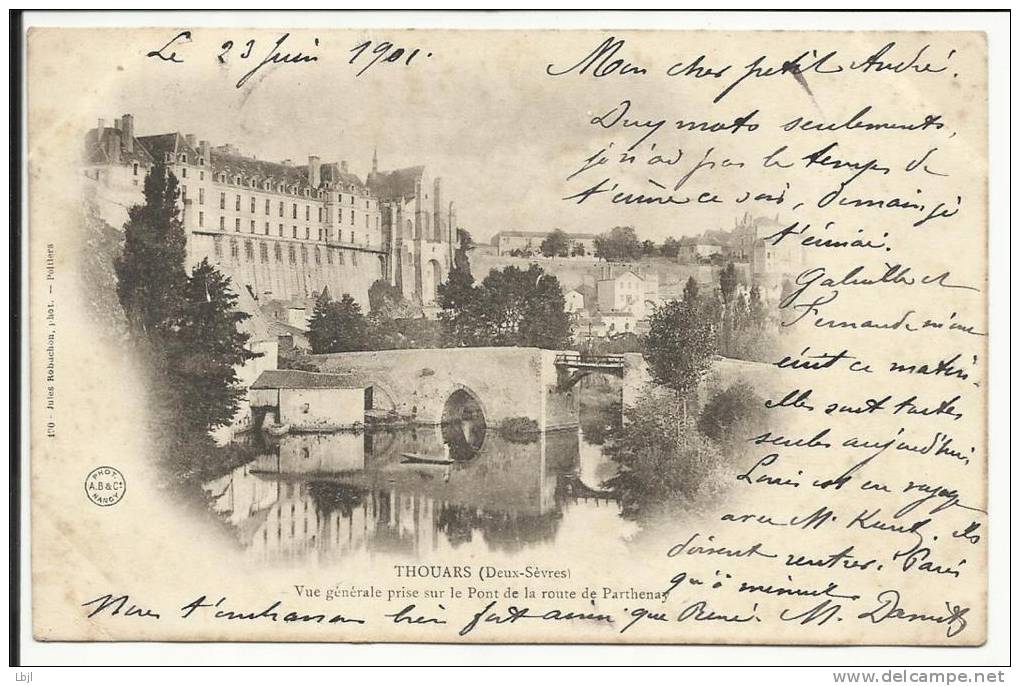 THOUARS , Vue Générale Prise Sur Le Pont De La Route De Parthenay , Du 23 Juin 1901 - Thouars