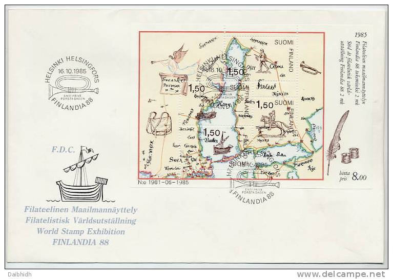 FINLAND 1985 Finlandia 88 Block On FDC.  Michel Block 1 - FDC