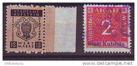 145p: Tirol- Kufstein 1948- 1950, Beide Gebührenmarken Der Gemeinde ** Und Gebraucht, RRR - Revenue Stamps