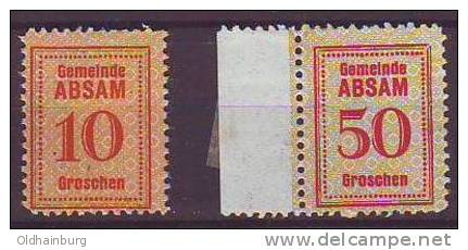 145n: Tirol- Absam 2 Werte * - Revenue Stamps