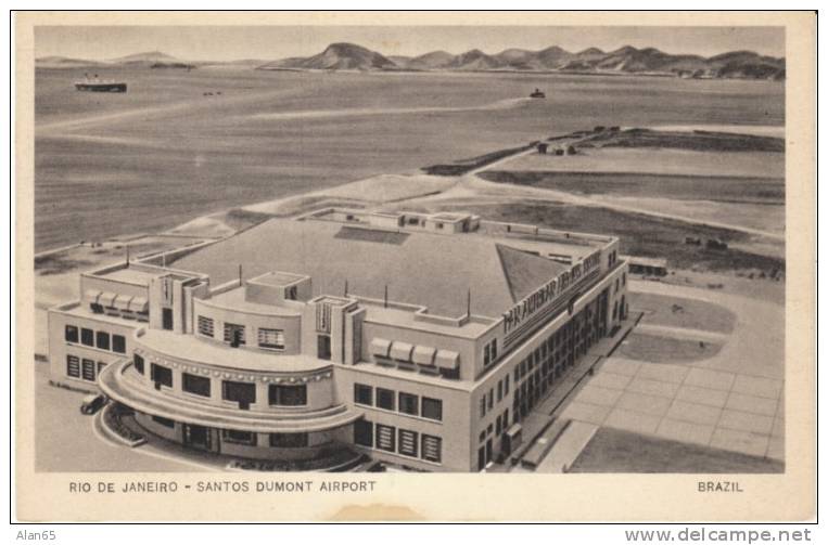 Rio De Janeiro Brazil Brasil Santos Dumont Airport, Aviation, C1950s Vintage Postcard - Aerodrome