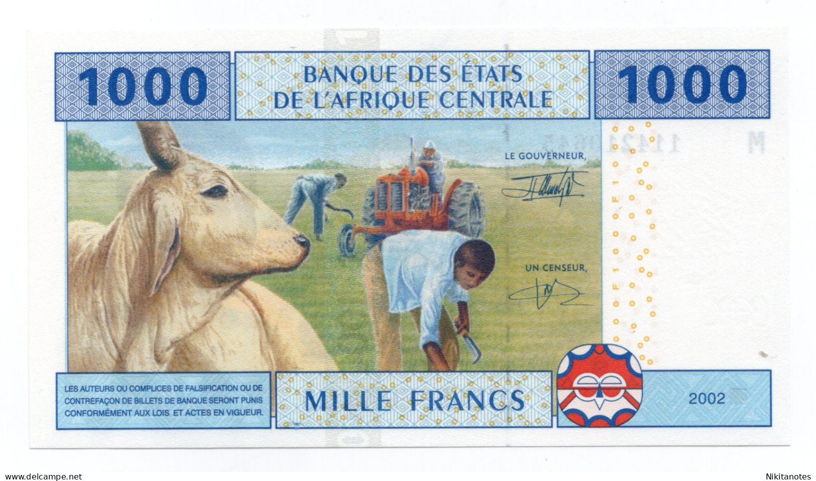 CENTRAL AFRICAN STATES (REPUBLIC) - 1000 FRANCS 2002 P 307 M UNC BANKNOTE - Centraal-Afrikaanse Republiek