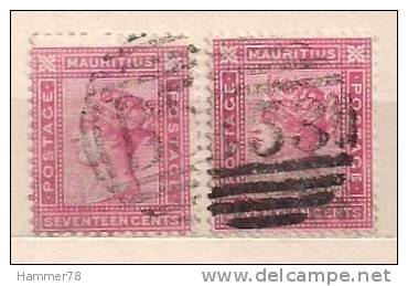 MAURITIUS 1879 MAURICE QUEEN VICTORIA REINE 17c 2used - Maurice (...-1967)