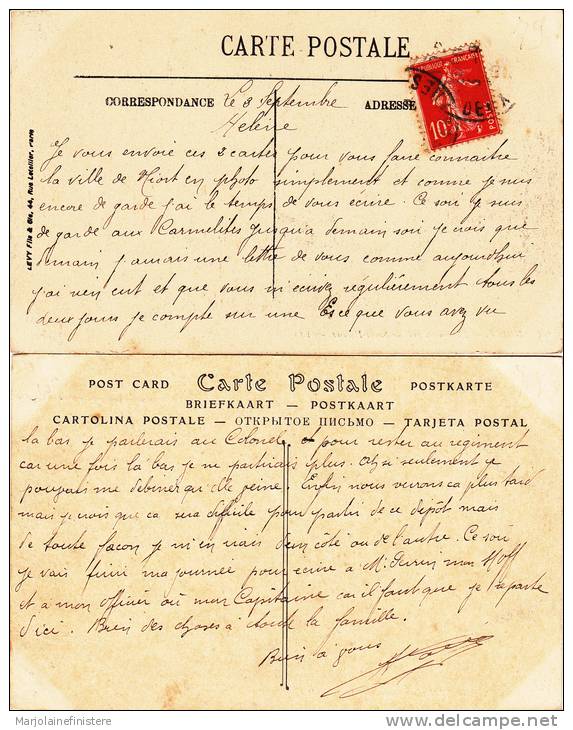 Dép. 79 - NIORT - 4 CPA. Correspondance Guerre FM 1915. Voir Scans. TB état - Niort