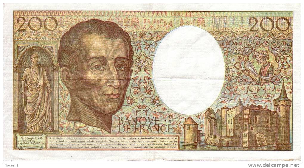 **** 200 FRANCS MONTESQUIEU 1990 - ALPHABET N.095 **** EN ACHAT IMMEDIAT !!! - 200 F 1981-1994 ''Montesquieu''