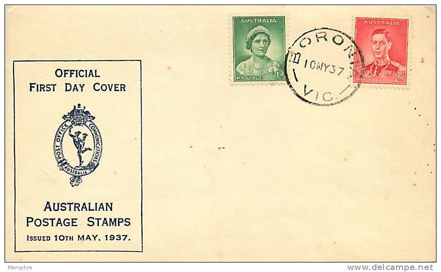 1937  Coronation  Generic Post Office Unaddressed Cover SG 165, 167 - FDC