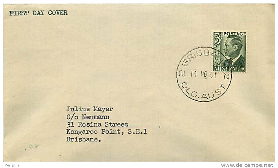 1951  King George VI  3 D.  Private FDC  SG 237d - FDC