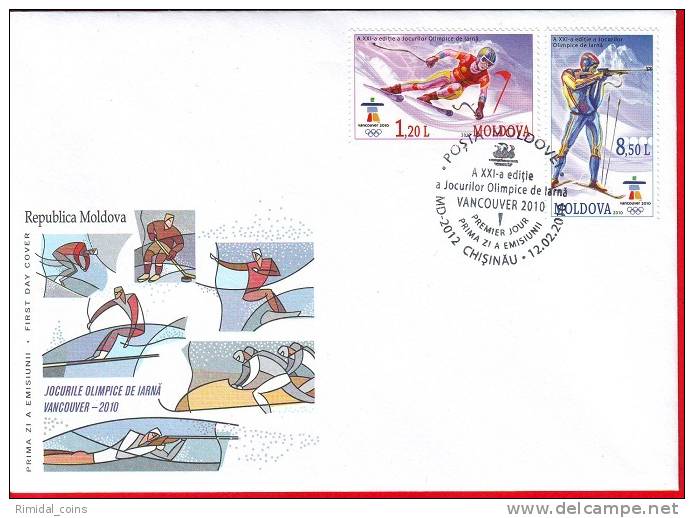 Moldova, FDC / Premier Jour, Winter Olympic Games Vancouver 2010 - Winter 2010: Vancouver