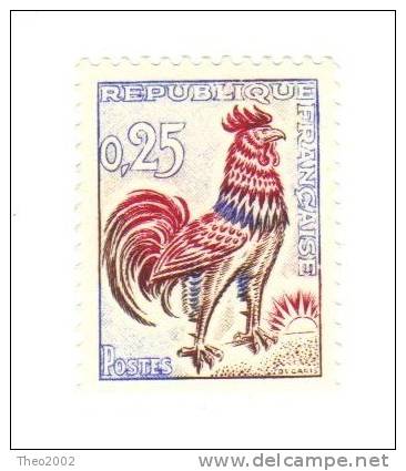 YT 1331 Type D. Coq De Decaris. Variété Papier Spécial Fluor Jaune Vif Aux UV. Cote + 900€. Neuf. Parfait état - Unused Stamps