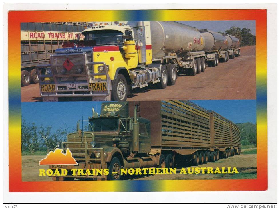CPM   17 X 12 CM    ROAD TRAINS NORTHERN AUSTRALIA       GROS CAMIONS DE TRANSPORT      AUSTRALIE DU NORD - Camion, Tir