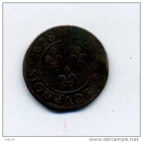 - FRANCE LOUIS XIII . DOUBLE TOURNOI 1628  . - 1610-1643 Luigi XIII Il Giusto