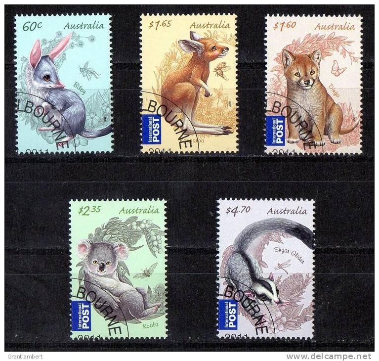 Australia 2011 Bush Babies Set Of 5 CTO - Bilby, Dingo, Kangaroo, Koala, Glider - - Oblitérés