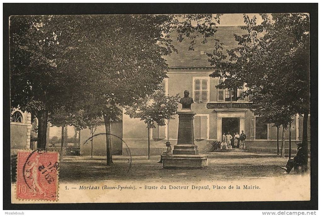 MORLAAS Buste Du Docteur DEPAUL Place De La Mairie 1906 Ecrite - Morlaas