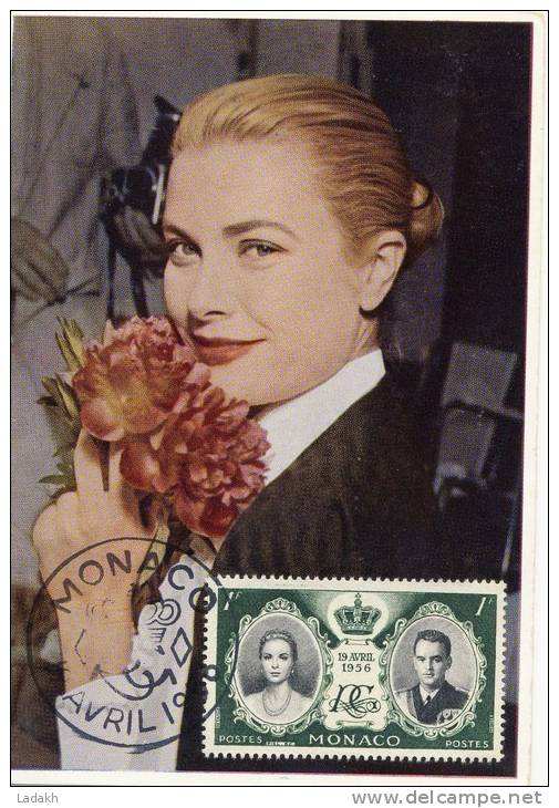 CM MONACO  PRINCESSE  GRACE  KELLY  # MARIAGE # GRIMALDI  19 AVRIL 1956 - Cartes-Maximum (CM)