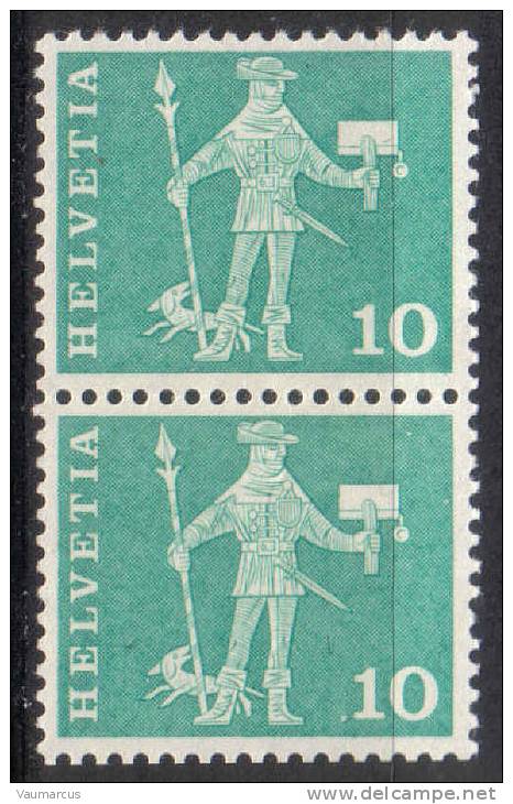 Zu 356R.01 ** / MNH O0120 Paire Gomme Jaunâtre Zu Spécial 7,- à 20 % Voir Scans Recto/verso - Francobolli In Bobina