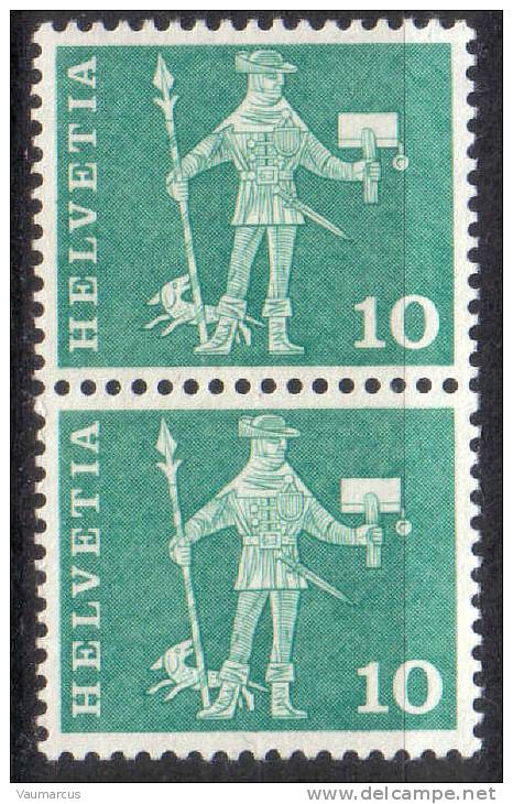 Zu 356R.01 ** / MNH P0350 Paire Gomme Blanche Zu Spécial 7,- à 20 % Voir Scans Recto/verso - Rollen