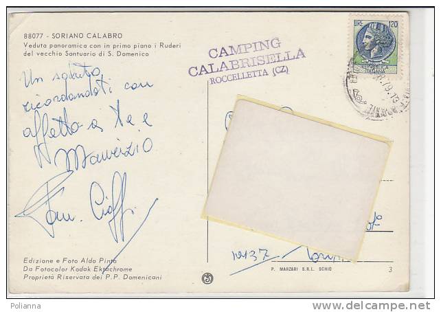 PO3040B# VIBO VALENTIA - SORIANO CALABRO - RUDERI VECCHIO SANTUARIO S.DOMENICO-CAMPING CALABRISELLA ROCCELLETTA  VG 1979 - Vibo Valentia