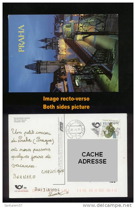 Timbre Oblitéré Used Stamp Aquarius Sur Carte Postale PRAHA PRAGUE CESKA REPUBLIQUE TCHEQUE - Gebraucht
