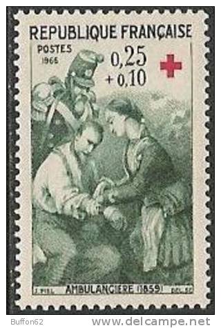 F1 - France (1966) - Ambulancière (1859). Croix-rouge. Soldat De La Garde Napoléon. Taille-douce, Dentelé 13. Y&T N°1508 - Secourisme