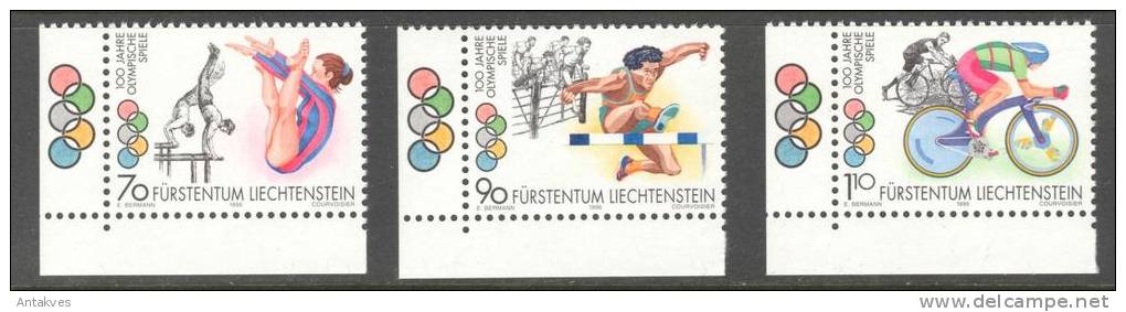 Liechtenstein 100th Anniv. Of Olympic Games Olympic Games Atlanta 1996 Set Of 3 MNH** 2.70 SFr. - Zomer 1996: Atlanta