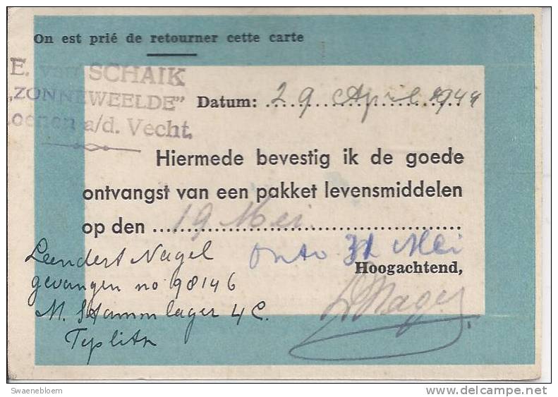 NL.- Militair - 29-4-1944 - Kriegsgefangenenpost - Gebührenfrei! - Rode Kruis Hamerstraat 17 Den Haag. 2 Scans - 1939-45