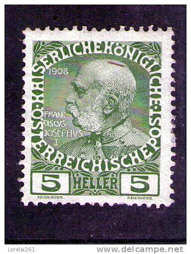 1908 - 60 Anniv. Du Regne Francois Joseph  Y&T No 104 Et Michel No 142 MH - Unused Stamps