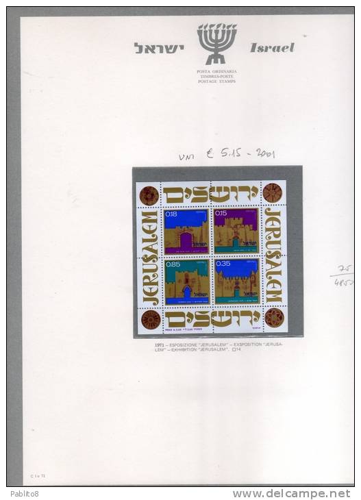 ISRAELE  1971 ANNO COMPLETO  MONTATO SU FOGLIO GBE MNH  - ISRAEL COMPLETE YEAR MOUNTED ON SHEET GBE - Full Years