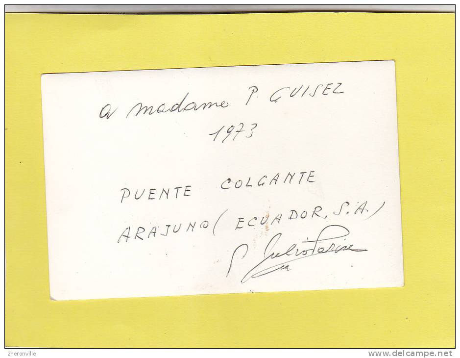 Carte Photo - ARAJUNO - Puente Colcante - 1973 - Equateur