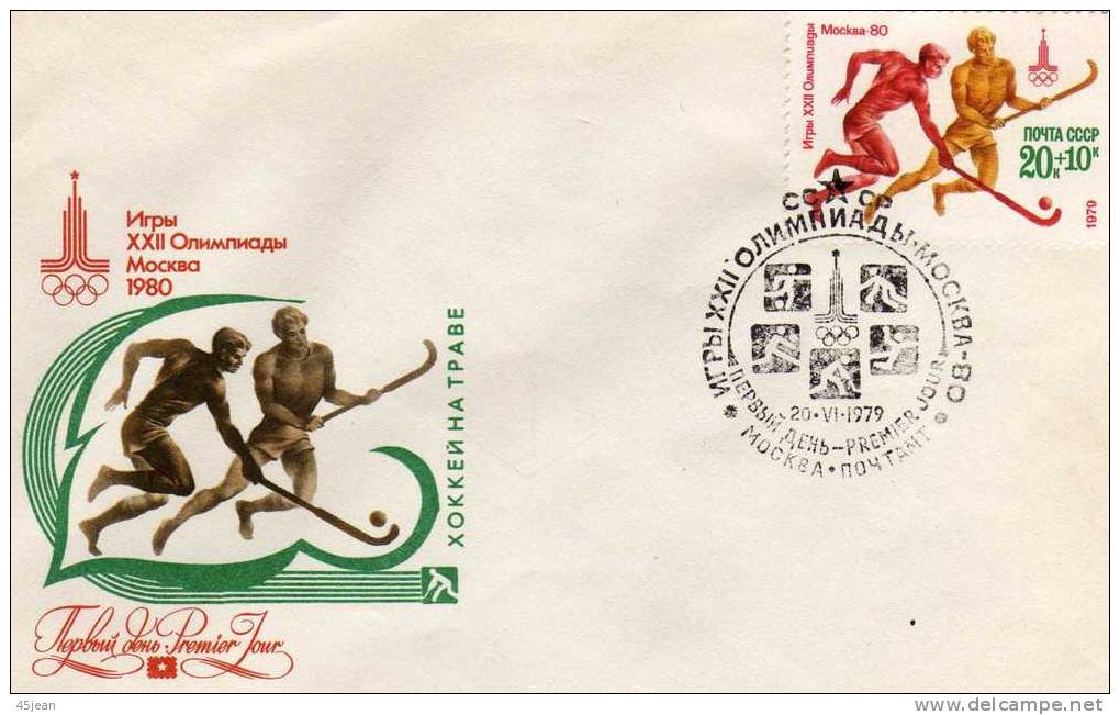 Russie: 1979 Très Belle Fdc J.O De Moscou Timbre Et Illudtration "hockey Sur Gazon" - Hockey (sur Gazon)