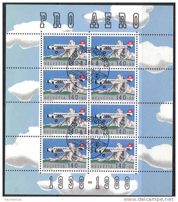 Zu 49 PRO AERO 1988 JU-52 Obl. 1er Jour DÜBENDORF SBK 20,- + - Used Stamps