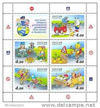 Russia 2004 Safe Conduct Of Children On Road Traffic Rules Transport Cartoon Childhood Animation Stamps Michel BL72 - Collections