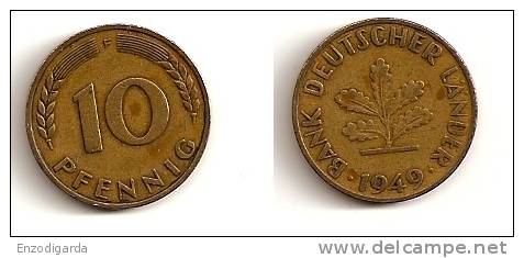 10 Pfennig – Allemagne – 1949 F – Banque Des Etats Allemands – Atelier De Stuttgart F – Cuivre – Etat TTB – KM 103 - 10 Pfennig