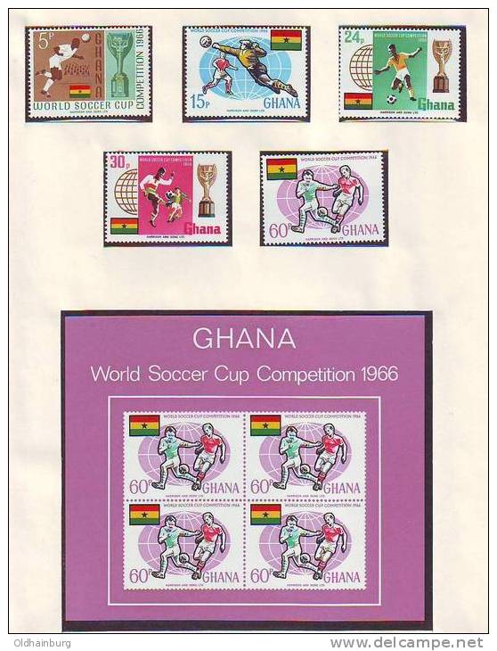 148n: Ghana Mi. 269- 273 Fußball- WM England Serie Und Block ** - 1966 – Engeland