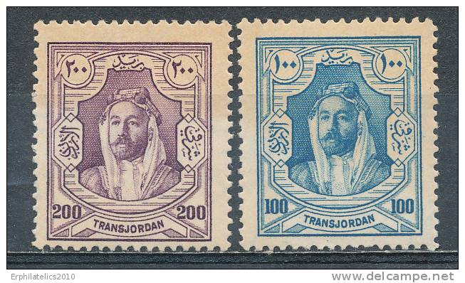 JORDAN 1927 AMIR ABDULLAH IBN HUSSEIN 200M VIOLET SC# 154-155VF OG LH LT TONING UR - Jordania