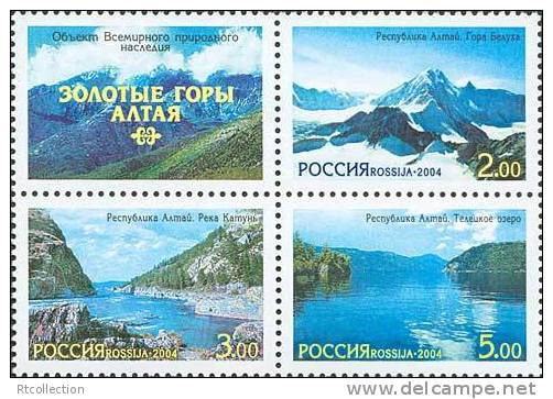 Russia 2004 World Natural Heritage Golden Mountains Of Altai Lake River Water Region View Geography Michel 1217-1219Zf - Sammlungen