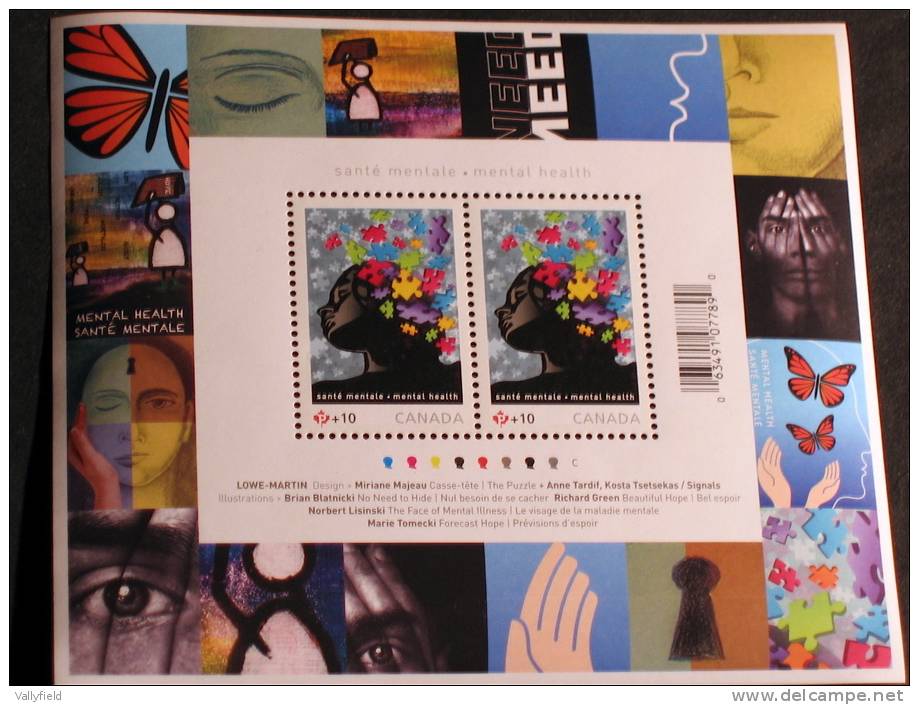 CANADA   2011   SCOTT  # XYZ  S/S MENTAL HEALTH - Unused Stamps