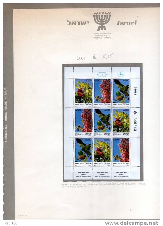 ISRAEL - ISRAELE  1981 ANNO COMPLETO  MONTATO SU FOGLIO GBE MNH  - ISRAEL COMPLETE YEAR MOUNTED ON SHEET GBE - Années Complètes