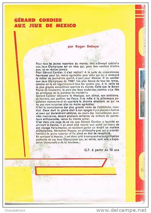 [ENFANTINA]  ROGER DEBAYE : GERARD CORDIER AUX JEUX DE MEXICO 1968 - Bibliotheque Rouge Et Or