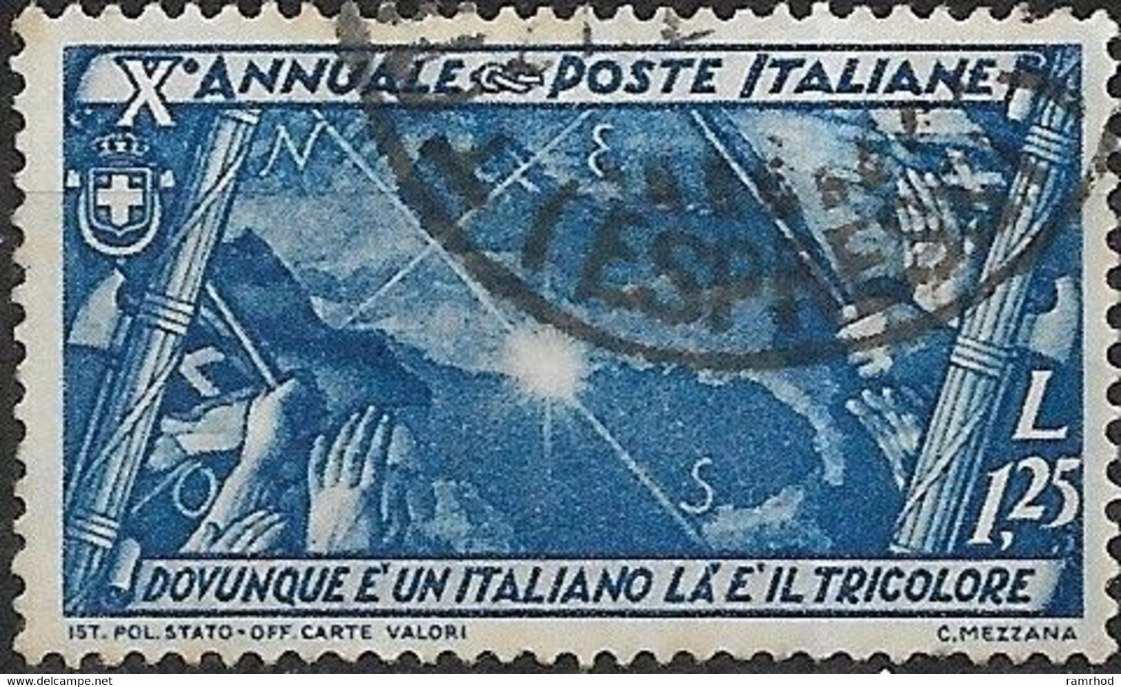 ITALY 1932 10th Anniv Of Fascist March On Rome - 1l25 Italians Abroad FU - Afgestempeld