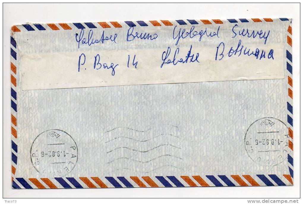 BOTSWANA  /  ITALIA  (Palermo)  - Cover_Lettera  1982 - AIR MAIL - Botswana (1966-...)