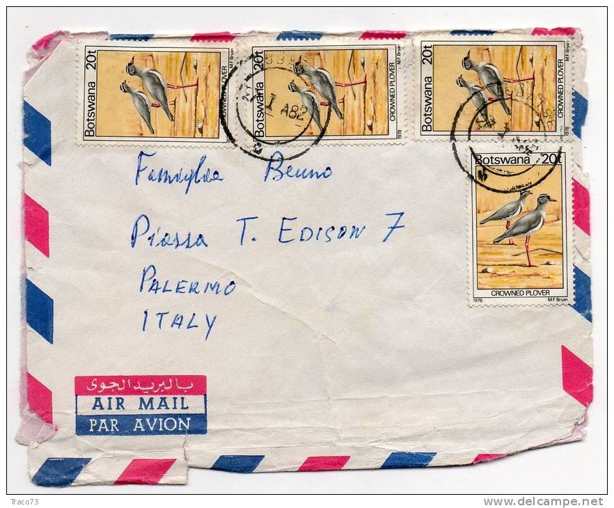 BOTSWANA  /  ITALIA  (Palermo)  - Cover_Lettera  1982 - AIR MAIL - Botswana (1966-...)