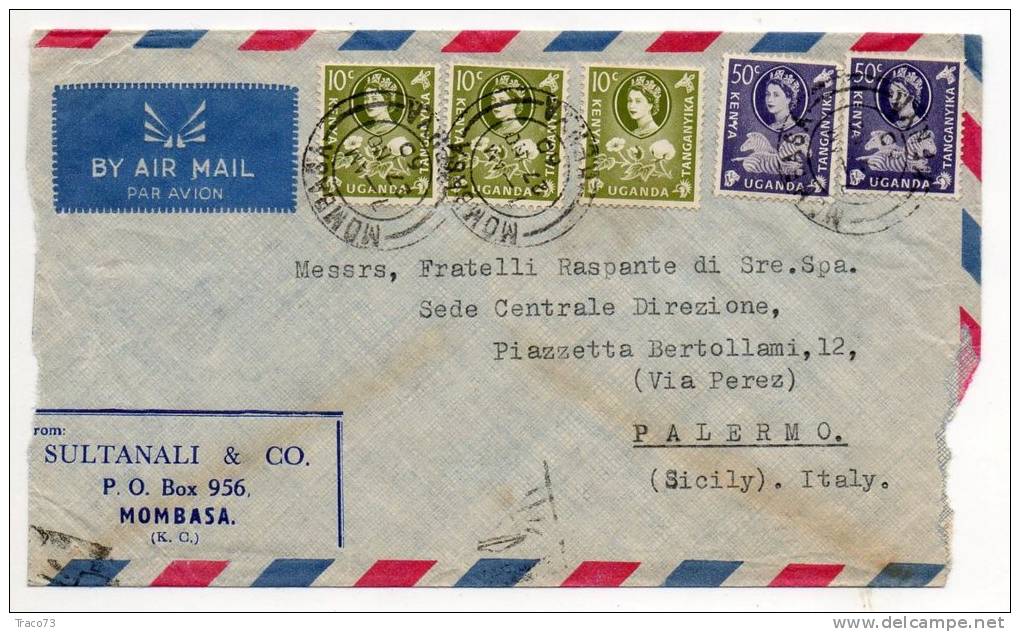 KENYA-UGANDA  /  ITALIA  (Palermo)  - Cover_Lettera  1960 - AIR MAIL - Kenya, Ouganda & Tanganyika