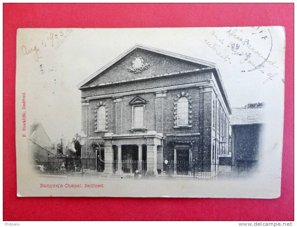 > England > Bedfordshire > Bedford   Bunyans Chapel   1903 Cancel -- Ref-455 - Bedford