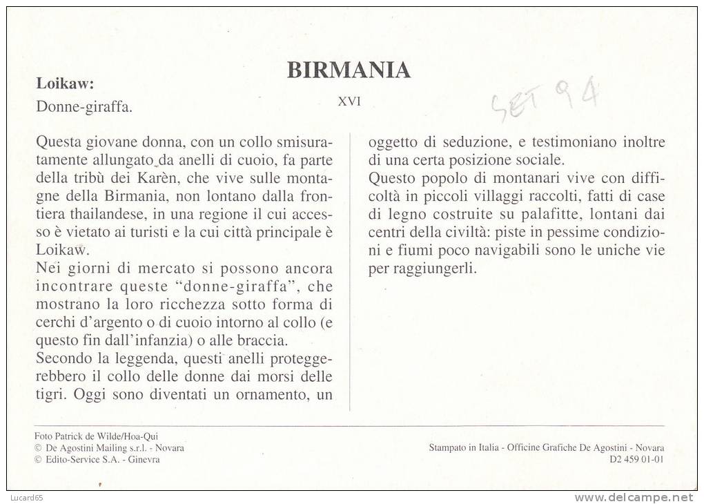 POSTCARD/ CARTE POSTALE / CARTOLINA BIRMANIA LOIKAW - DONNE-GIRAFFA - Altri & Non Classificati