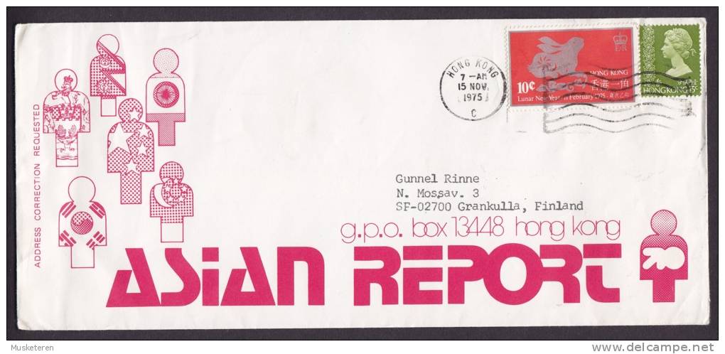 Hong Kong ASIAN REPORT HONG KONG 1975 Cover To GRANKULLA Finland - Lettres & Documents