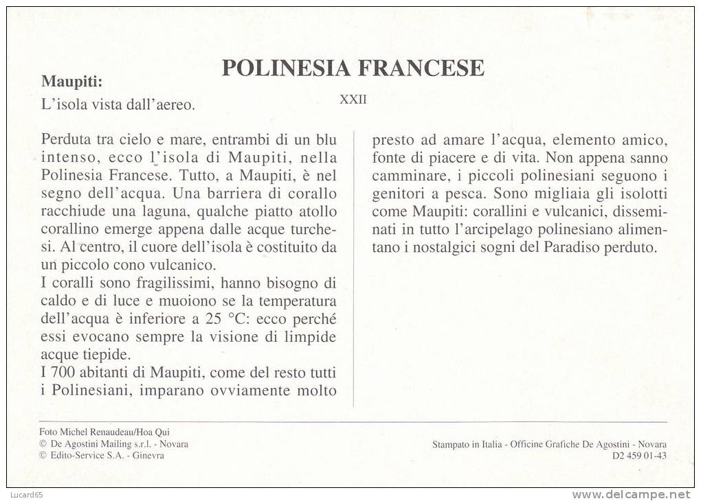 POSTCARD/ CARTE POSTALE / CARTOLINA  POLINESIA FRANCESE - MAUPITI - Französisch-Polynesien