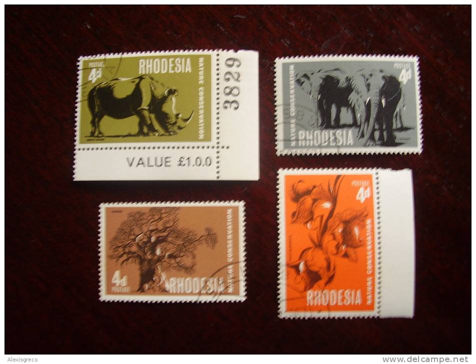 RHODESIA 1967 NATURE CONSERVATION  Full Set (4x4d Values) USED But With Full GUM And Hinge. - Rhodesia (1964-1980)