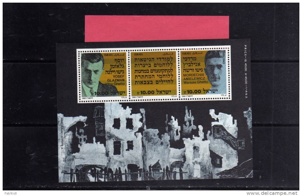 ISRAELE  1983 RIVOLTA DEL GHETTO DI VARSAVIA FOGLIETTO MNH  - ISRAEL WARSAW GHETTO SOUVENIR SHEET - Blocs-feuillets