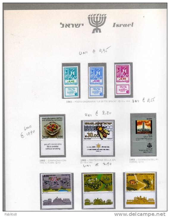 ISRAELE  1983 ANNO  MONTATO SU FOGLIO GBE MNH  - ISRAEL  YEAR MOUNTED ON SHEET GBE - Années Complètes