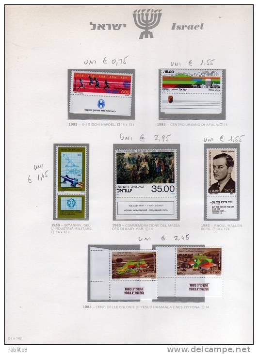 ISRAELE  1983 ANNO  MONTATO SU FOGLIO GBE MNH  - ISRAEL  YEAR MOUNTED ON SHEET GBE - Volledig Jaar